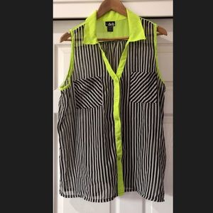 DEB Shops Striped Neon Sheer Tunic